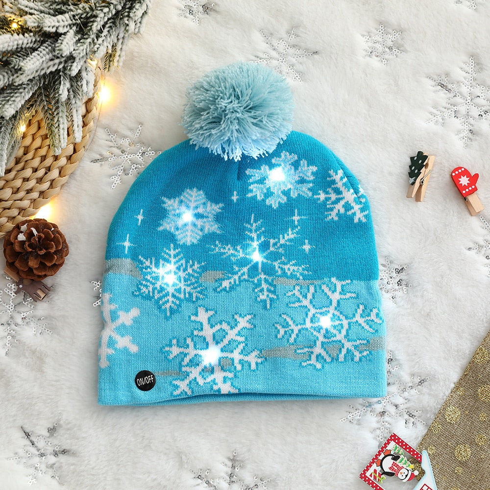 LED Christmas Hat Sweater Knitted Beanie Christmas Light Up Knitted Hat Christmas for Kids Adult Xmas 2023 New Year Decor