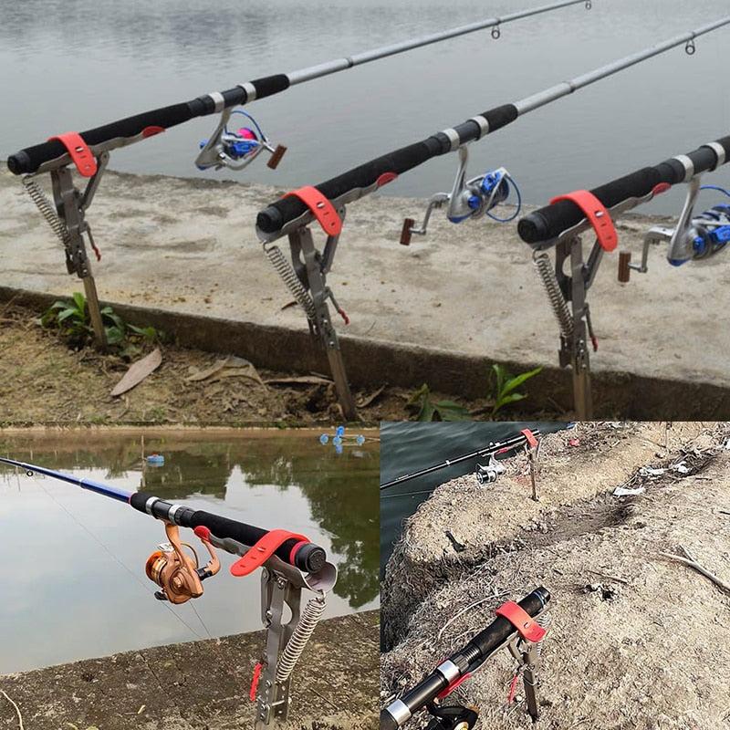 LINNHUE Fishing Rod Holder Spring Automatic Full Stainless Steel Adjustable Sensitivity Folding Fishing Accessories Bracket