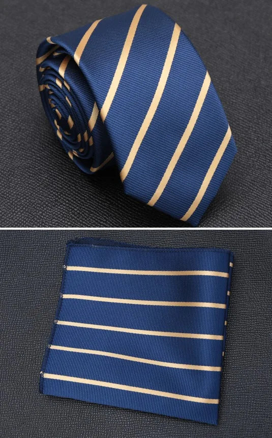 XGVOKH Men Tie Cravat Set Fashion Wedding Ties for Men Hanky Necktie Dot Striped Gravata Jacquard Tie Social Party Accessories