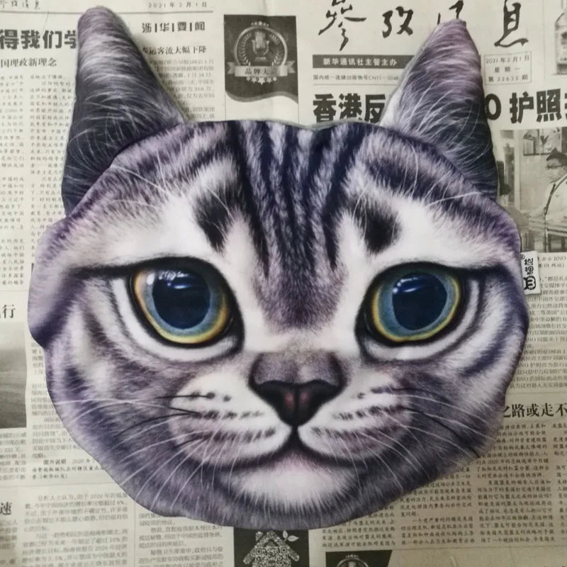 Newest 2024 3D Printed Dog Cat Face Car Headrest Neck Rest Auto Neck Safety Cushion Car Neck Support Headrest Without Filler