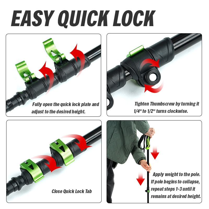 Homful/Hitorhike for Nordic Walking Sticks Camping Hiking Ultralight Adjustable Telescopic Alpenstock Trekking Poles Climbing