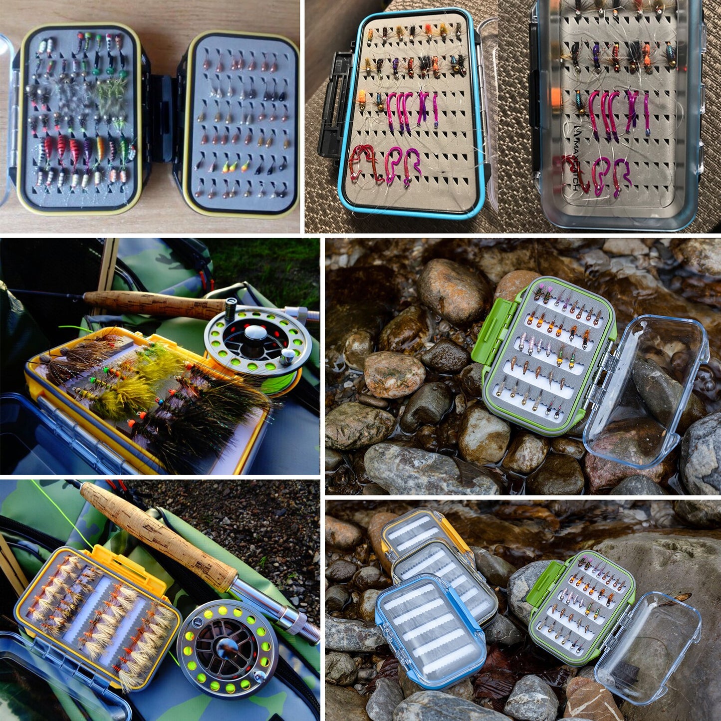 Maximumcatch Fly Box Waterproof Slit Foam High Density 4 Size Fly Fishing Tackle Box