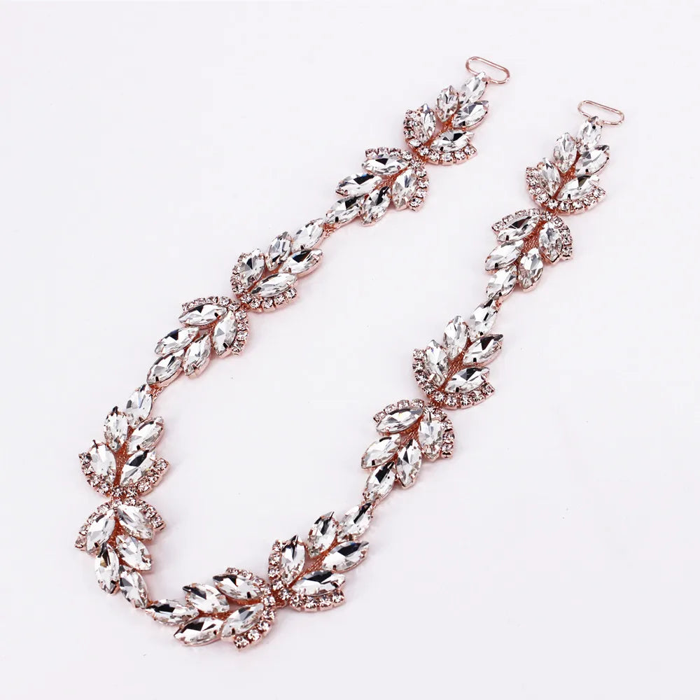 Handmade Silver Bridal Belt Rhinestone Waistband Applique for Evening Prom Dresses Wedding Decoration White Beige Sash Ribbon