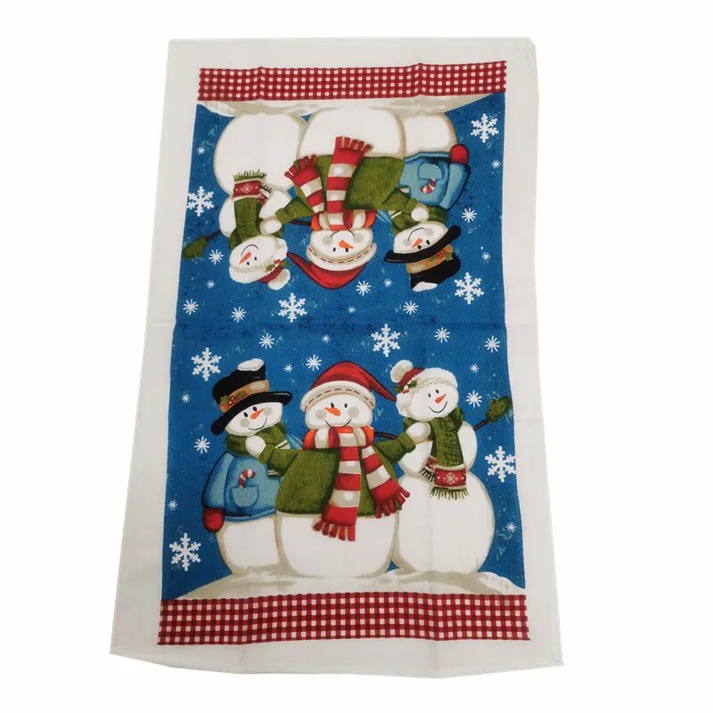 1Pc 38x65cm Thin Christmas Santa Claus Printed Polyester Kitchen Dishcloth Cleaning Cloth Tea Towel Xmas Party