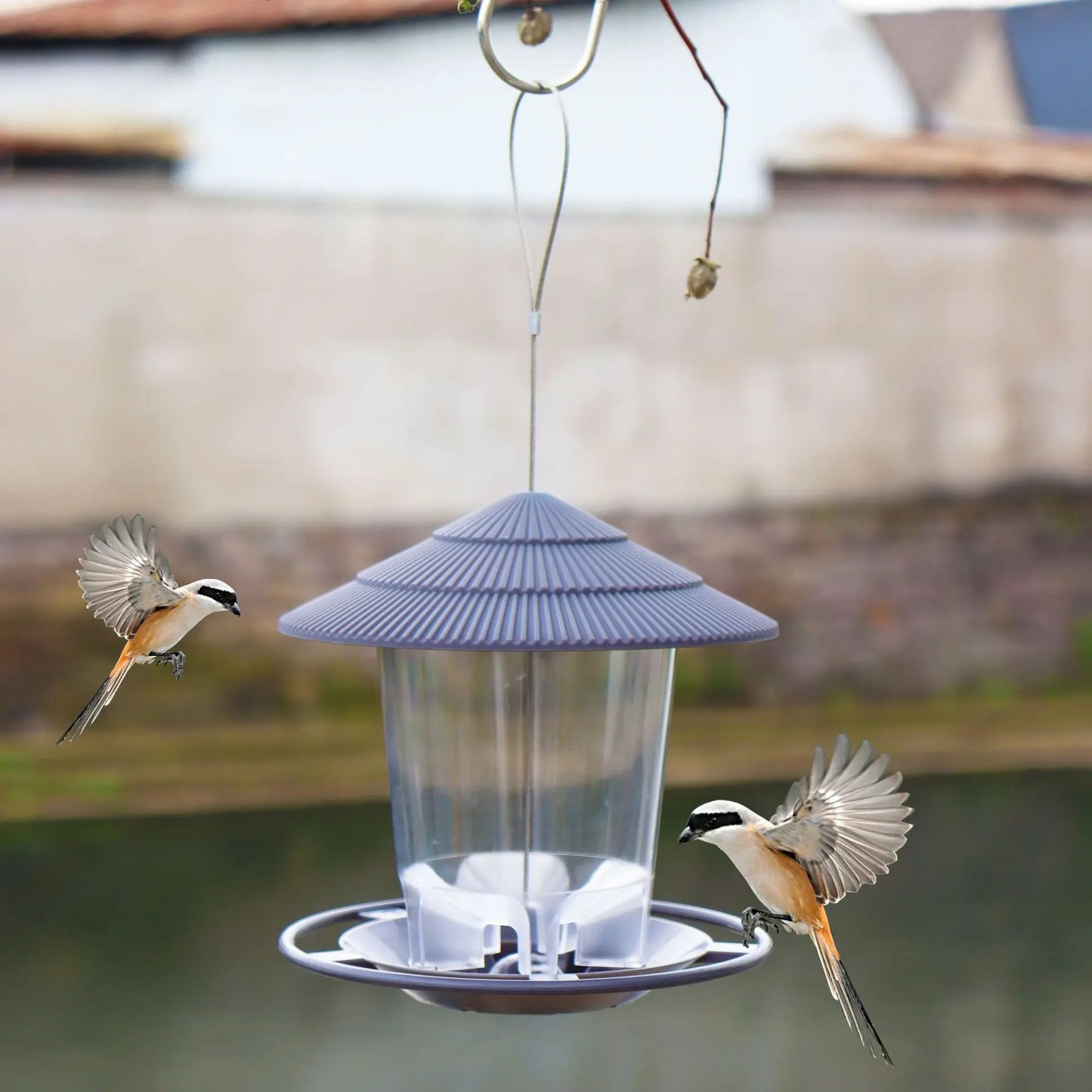 Waterproof Garden Gazebo Hanging Wild Bird Feeder Outdoor Container With Hang Rope Pet Birds Feeding House Type Bird Feeder