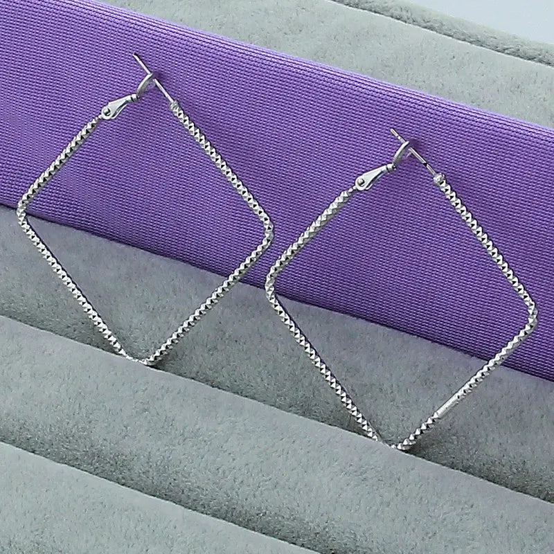 New Trendy 925 Sterling Silver Simple 3.5cm/5cm Circle Round Hoop Earring for Woman Fine Jewelry