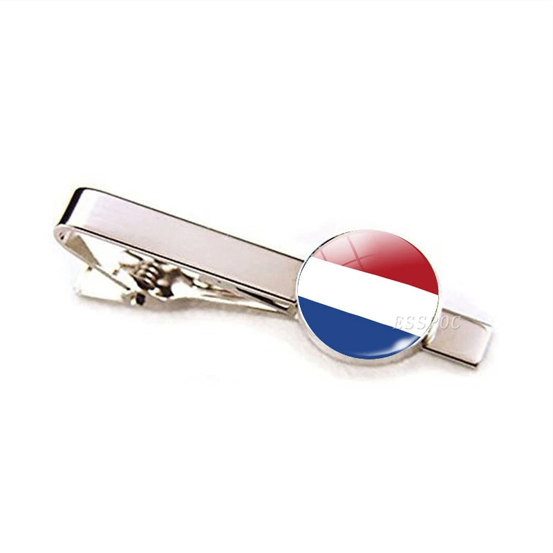 30 Countries National Flag Tie Clips Men Metal Necktie USA Flag Clip Pins Button Wedding Suit Accessories