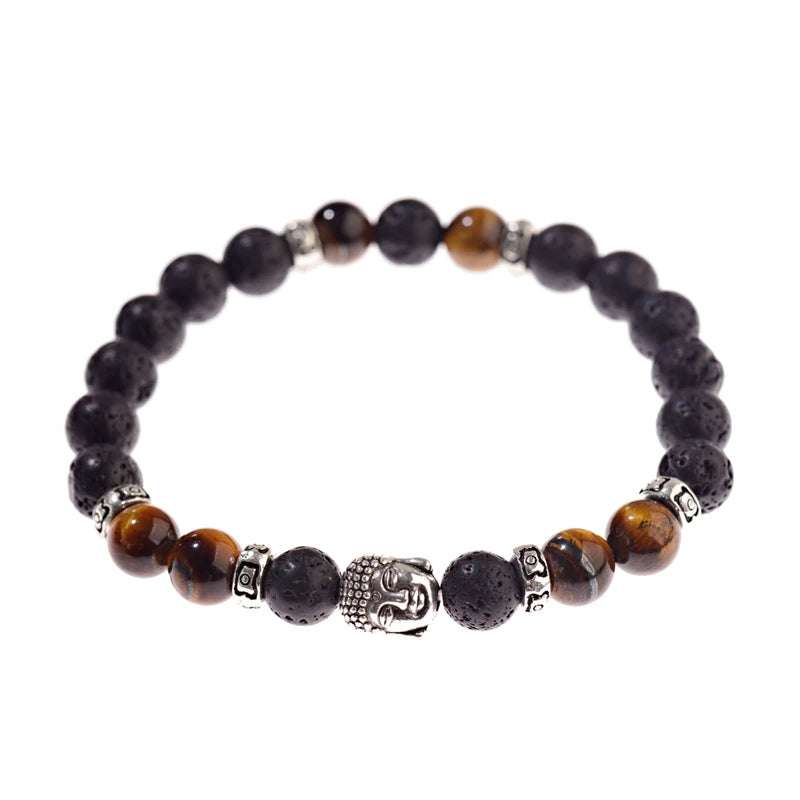Buddhism Yoga Balance Bracelet Men Bileklik Black Matte Natural Stone Beads Bracelet for Women Braclet Jewelry AB216