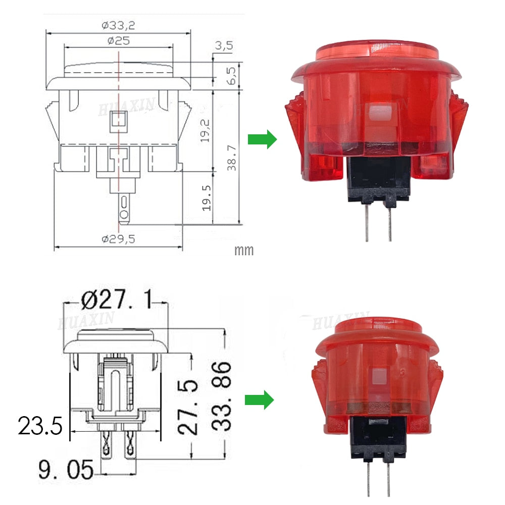 10 Pcs Transparent No LED Arcade 30mm Push Button Copy SANWA Replace OBSF-30 OBSN-30 for DIY Raspberry Pi MAME PC Pandora Game