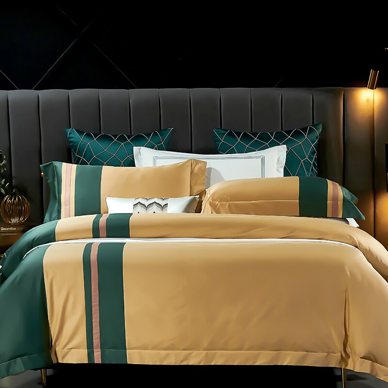 New 1000TC Egyptian Cotton Bedding Sets Queen King Size Bed Duvet Cover Flat /Fitted Sheet Linen Set Pillowcase 4pcs Bed Set