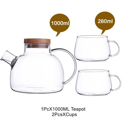 1l/1.8l Large Capacity Drinkware Glass Teapot Teaware Tea Pot Heat-Resistant Ket