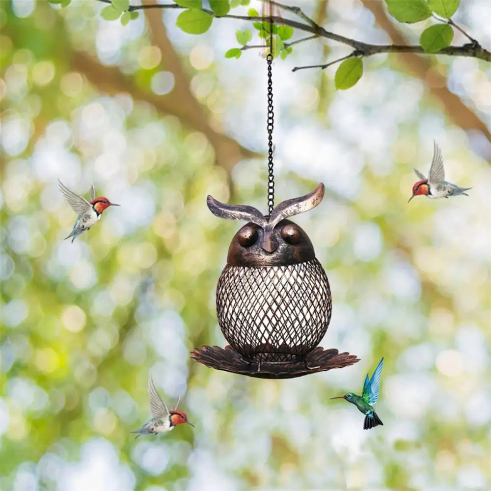 New Outdoor Courtyard Iron Owl Hummingbird Feeder Hummingbird Feeder Hummingbird Feeder