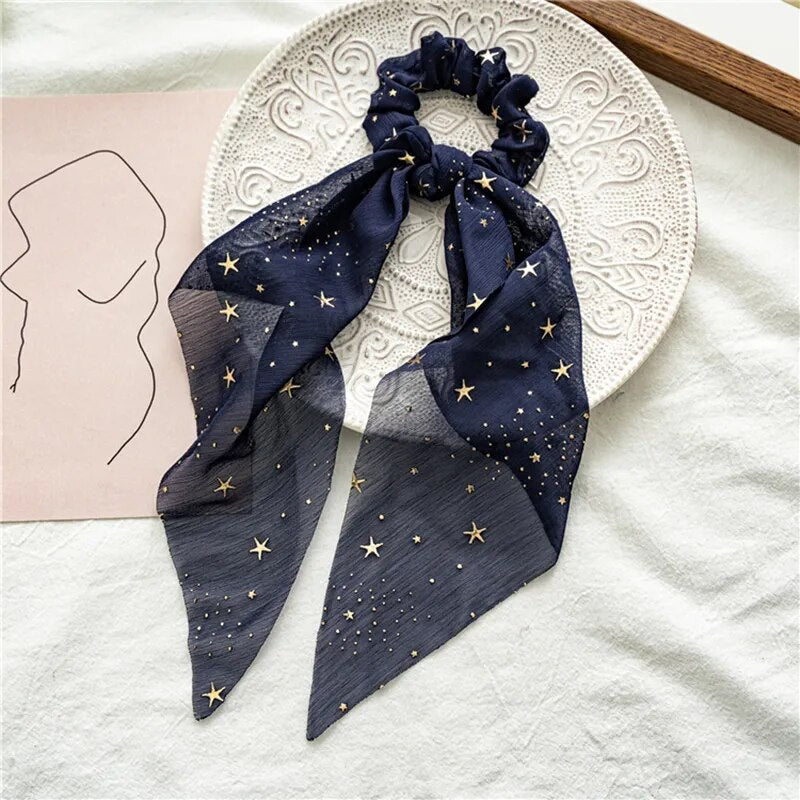 Santa Claus Bows Hair Scrunchies Long Ribbon Ponytail Scarf Hair Tie Women Girls Elastic Hair Bands Christmas Hair Accessories