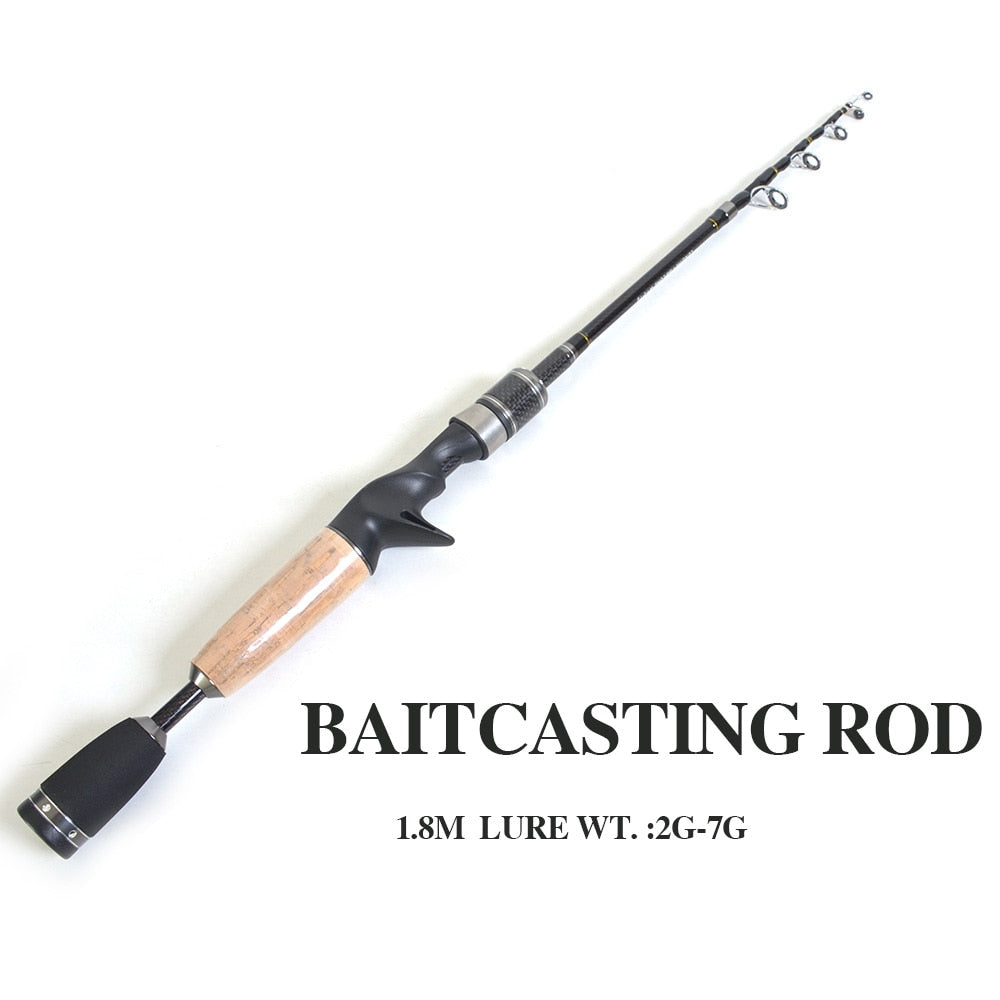 Carbon Telescopic UL Fishing Rod Pole 1.8m 2g-7g Ultralight Portable Travel Spinning Casting Rods With Rod Bag for Trout Pike