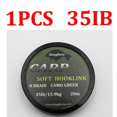 20m Carp Fishing Line Soft Hook Link Carp Hooklink Uncoated Braid Line for Hair Rig 15IB 25IB 35IB Carp Coarse Fishing Tackle