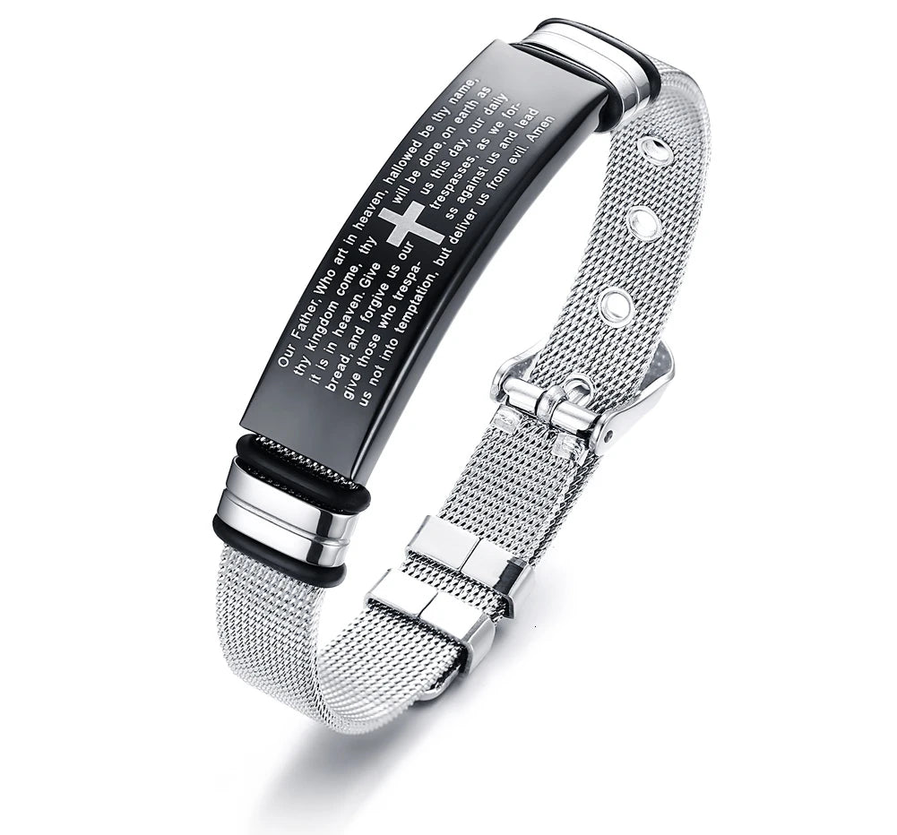 Meaeguet Personalized Bangle Men's Slide Mesh Bracelet Customized Name Wristband Stainless Steel Male Bileklik Pulseira