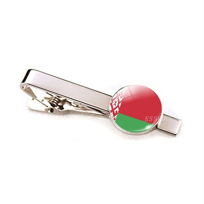 30 Countries National Flag Tie Clips Men Metal Necktie USA Flag Clip Pins Button Wedding Suit Accessories