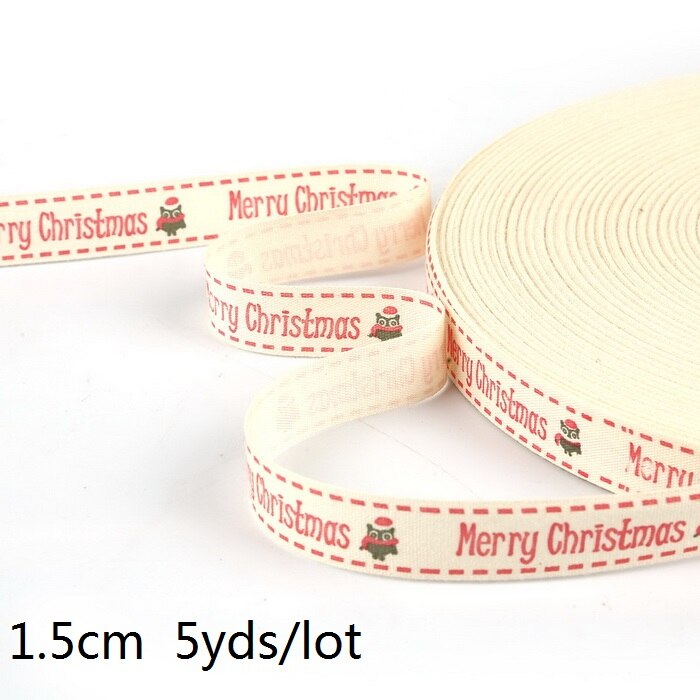 5yards Cartoon Printed Cotton Ribbons Hairbows Christmas Decoration for Home Gif