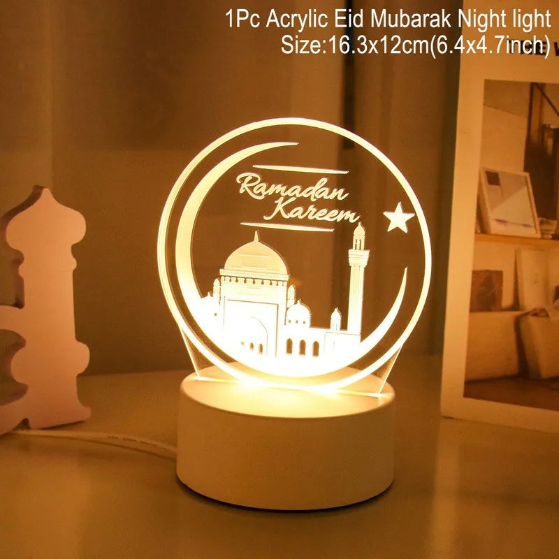 Eid Mubarak Moon Star Light Decor Islam Ramadan Decorations for Home 2024 Islamic Muslim Party Ramadan Kareem Eid Al-Adha
