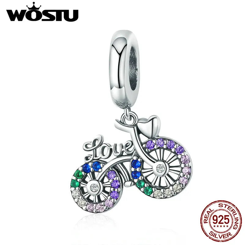 WOSTU 925 Sterling Silver Bee Dreamcatcher Wings Bead Charm Pendant Fit Original Bracelet Bangle Women DIY Fine Jewelry