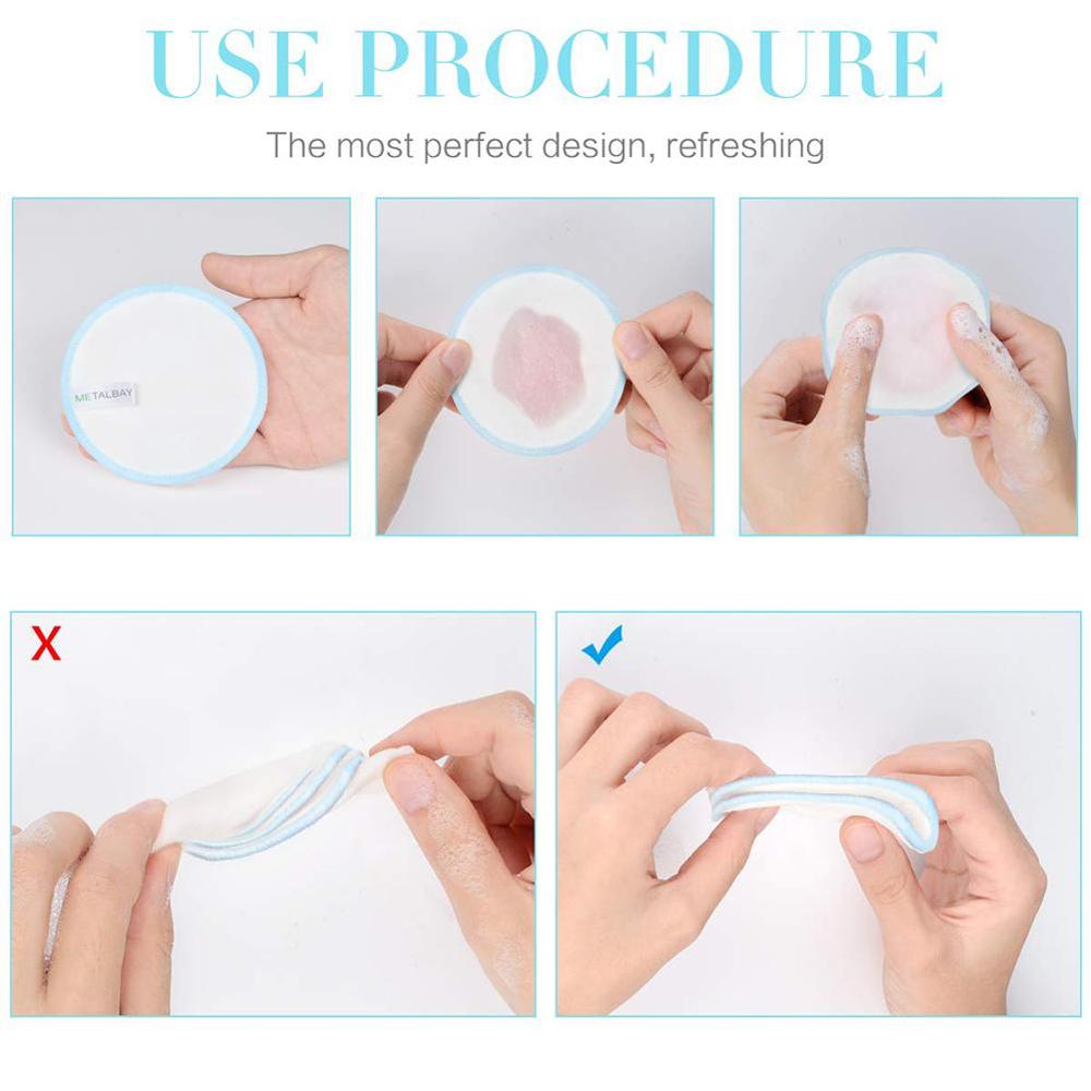 5/10/16/20pcs Bamboo Cotton Reusable Makeup Remover Pads Three Layers Washable Facial Cleansing Wipe Pads Makeup Beauty Tools