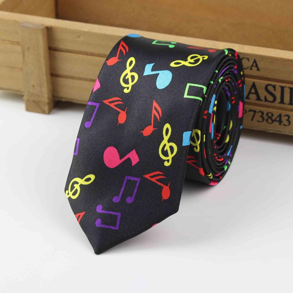 Men's Fashion Neckties Helloween Festival Christmas Tie Soft Designer Character Necktie Music Score Piano Guitar