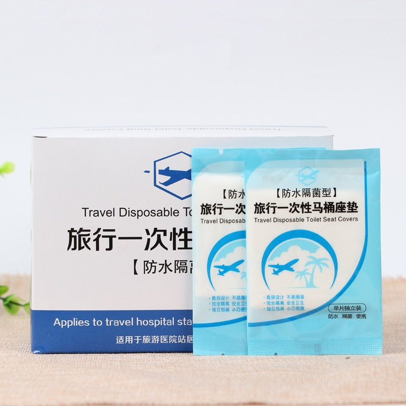 50Pcs Disposable Toilet Seat Cover Mat 100% Waterproof Toilet Seat Pad for Home Travel/Camping Bathroom Accessiories