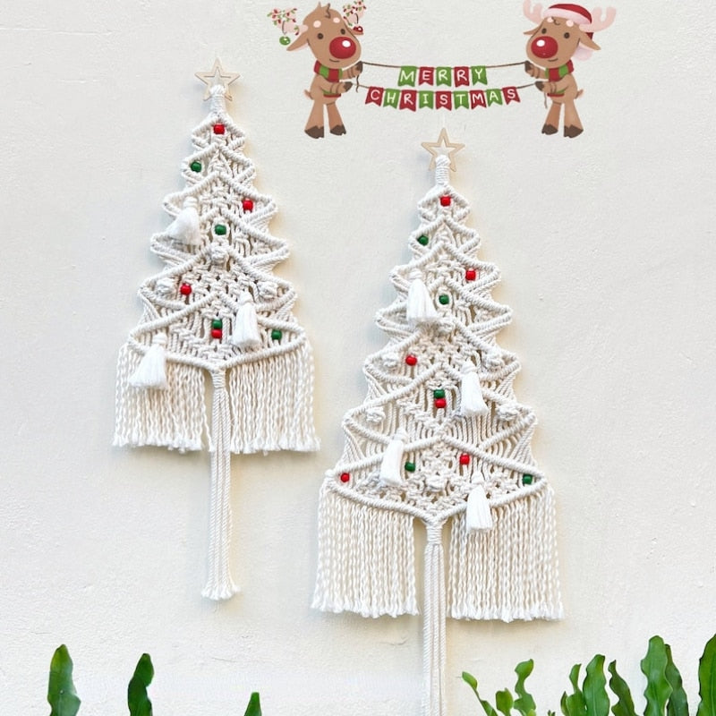 Macrame Christmas Tree White Pine Tree Christmas Wall Hanging Boho Christmas Decor Farmhouse Xmas Decor Unique Christmas