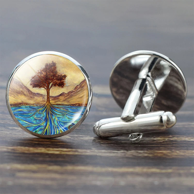 Tree of Life Cufflinks for Men Best Man Cufflinks Set Cufflinks Wedding Life Tree Suit Shirt Cuff Links Men Accessories