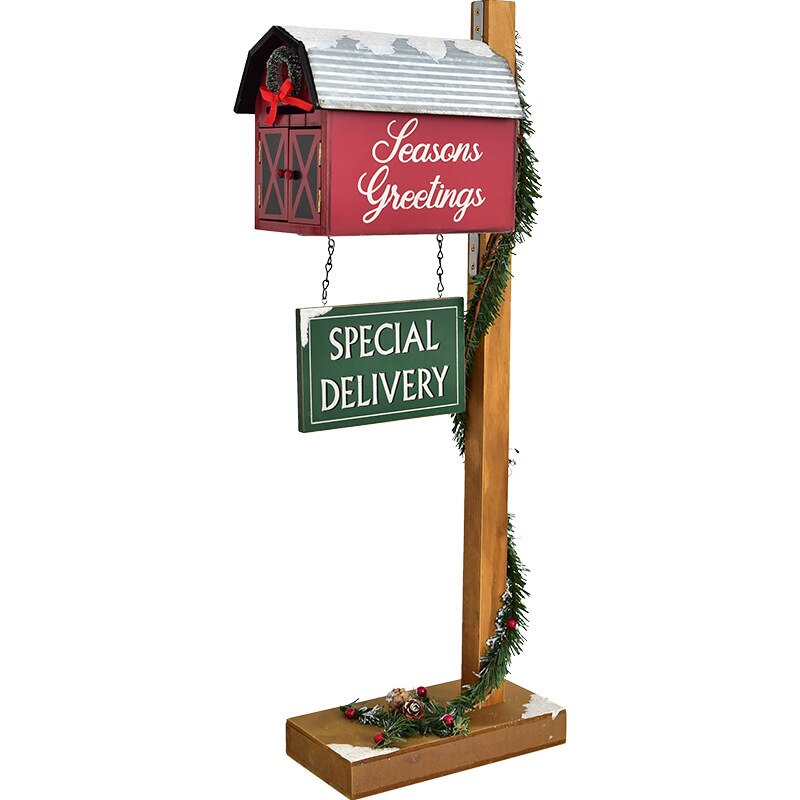Christmas Decor Floor Letterbox Postbox Home Outdoor Wood Christmas Party Decora