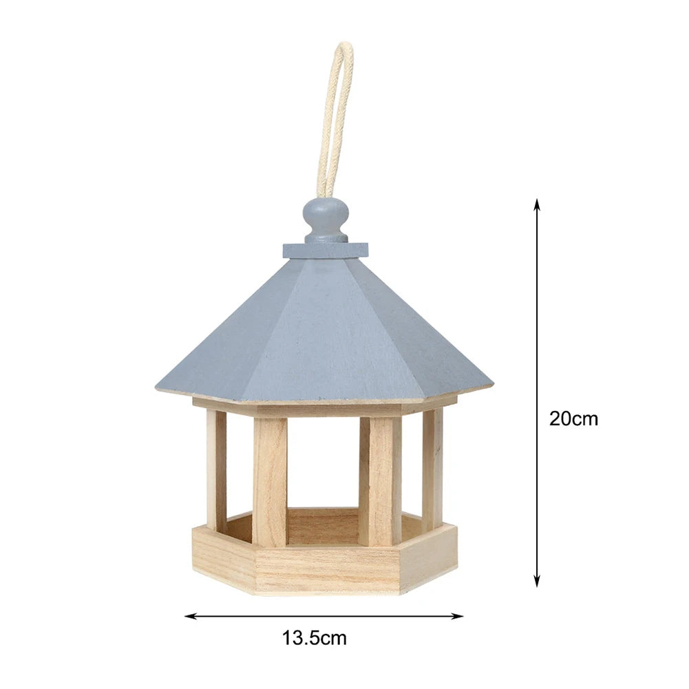 Garden Window Hanging Bird Feeder House Wooden Birdhouse Parrot Cage Bird Seeds Food Feeder Ornaments Yard Decor Outdoor