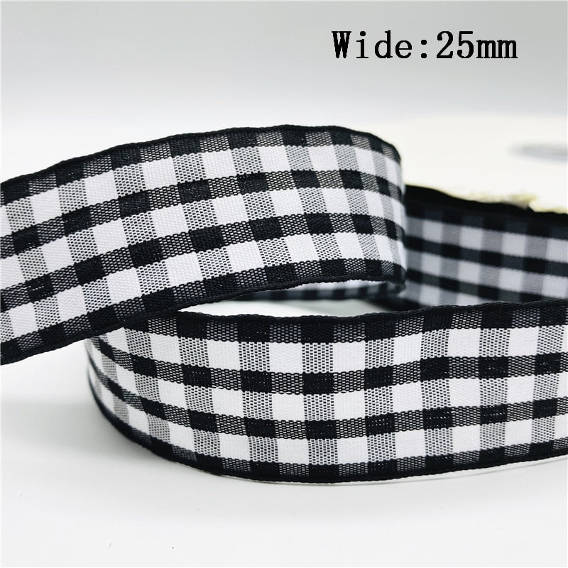 5yards/Lot 25mm Plaid Ribbon Christmas Decor Ribbon for Handmade Design Christmas Decoration DIY