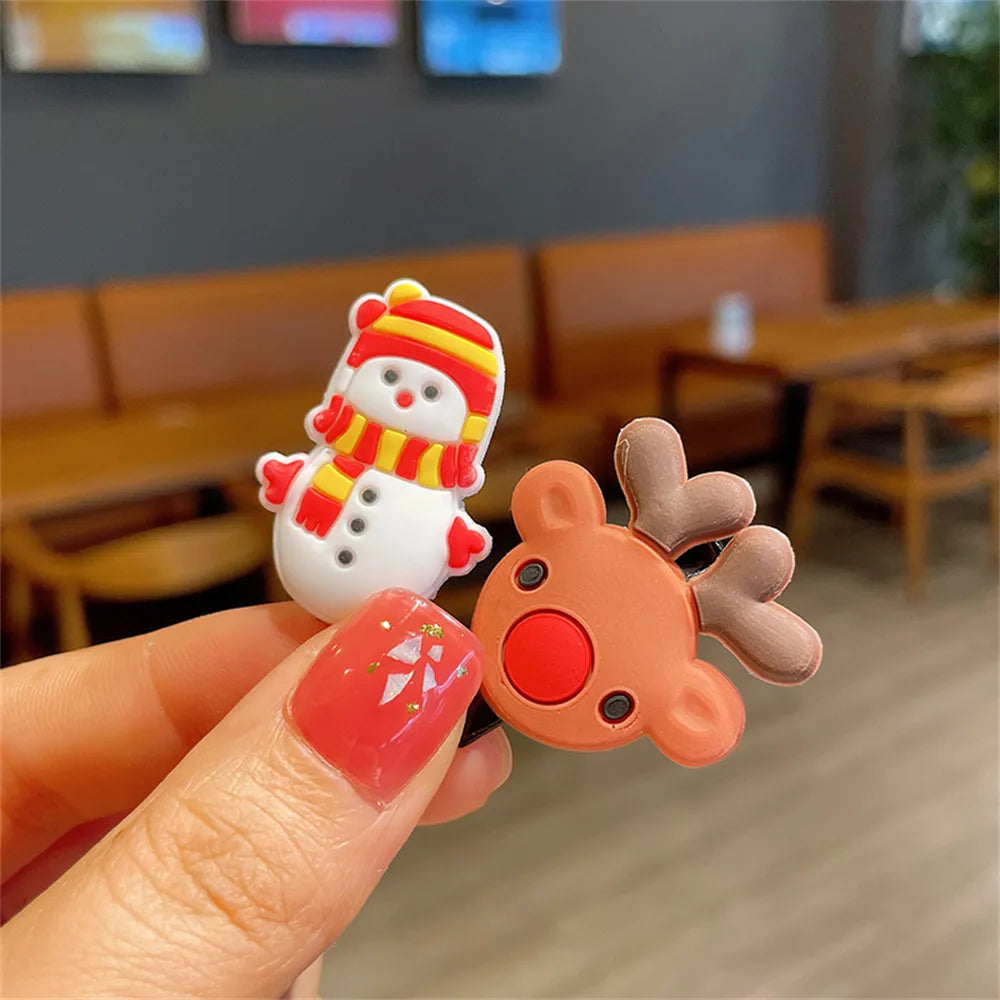 10pcs Cute Christmas Hair Clips Set Classic Xmas Tree Santa Claus Reindeer Pattern Alligator Pins for Baby Girls Bangs Barrettes