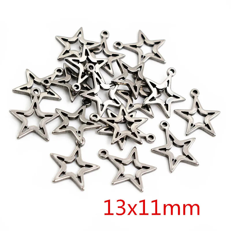 30pc/Lot 316 Stainless Steel Five-Pointed Star Cute Necklace Pendant Charms Small Cat Dolphin Fish Charms for DIY Jewelry Making