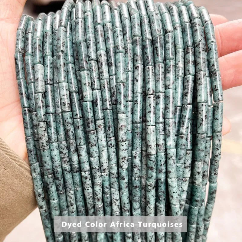 4*13mm Natural Stone Agate Jasper Turquoise Tube Shaped Beads Loose Cylindrical Bead for Jewelry Making DIY Bracelet Accessory