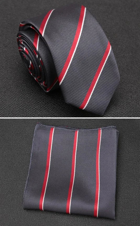 XGVOKH Men Tie Cravat Set Fashion Wedding Ties for Men Hanky Necktie Dot Striped Gravata Jacquard Tie Social Party Accessories