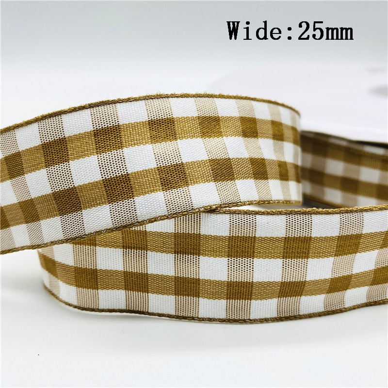 5yards/Lot 25mm Plaid Ribbon Christmas Decor Ribbon for Handmade Design Christmas Decoration DIY