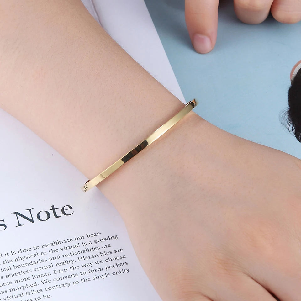 BOBASI New Stainless Steel Round Bangles& Bangles Three Colors Trendy Charm Bracelets Jewelry for Women Love Wedding Brand
