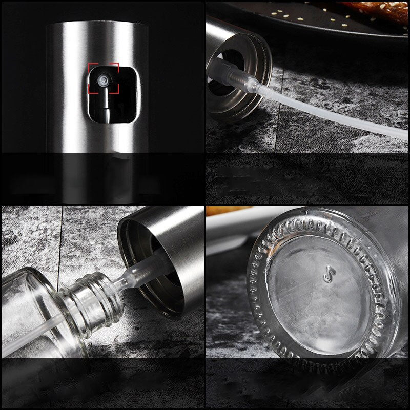 Olive Oil Sprayer Dispenser for Bbq/Cooking/Vinegar Glass Bottle With Leak-Proof, Spice Drops Jar Seasoning Kitchen Tools