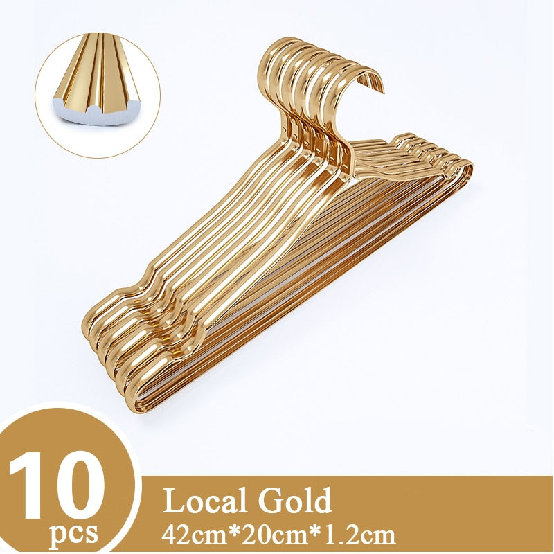10Pcs Clothing Hangers Metal Clothes Hngers Anti-Slip Aluminium Alloy Drying Rac