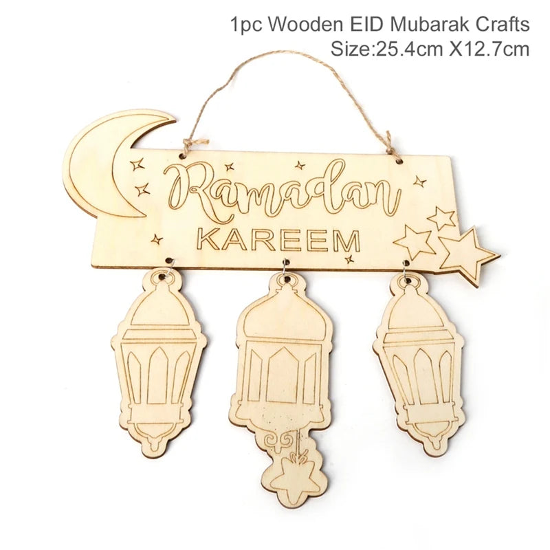 Fengrise Wooden EID Mubarak Decor 2023 Happy Ramadan Decor for Home Islamic Muslim Party Supplies Ramadan Kareem Eid Al Adha