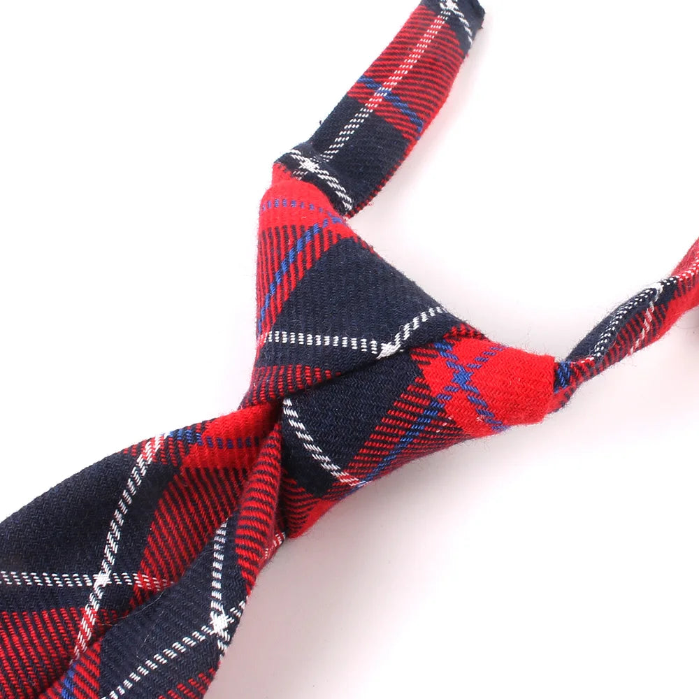 Fashion Women Neck Tie for Christmas Cotton Boys Girls Ties Slim Plaid Necktie for Casual Novelty Tie Rubber Neckties