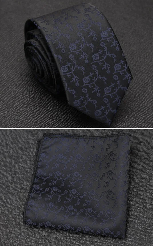 XGVOKH Men Tie Cravat Set Fashion Wedding Ties for Men Hanky Necktie Dot Striped Gravata Jacquard Tie Social Party Accessories