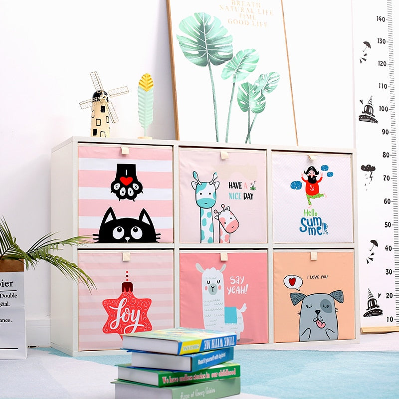 2020 Cartoon Toy Storage Box Folding Storage Bins Wardrobe Drawer Organizer Clothes Storage Basket Kids Toys Organizer