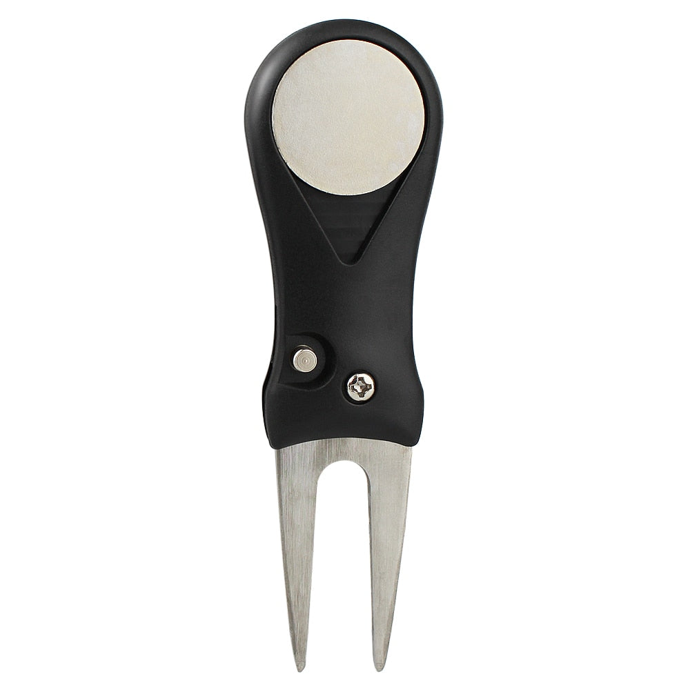1 Pcs Steel Golf Divot Repair Switchblade Tool Pitch Groove Cleaner Golf Pitchfork Golf Accessories Putting Green Fork Dropship
