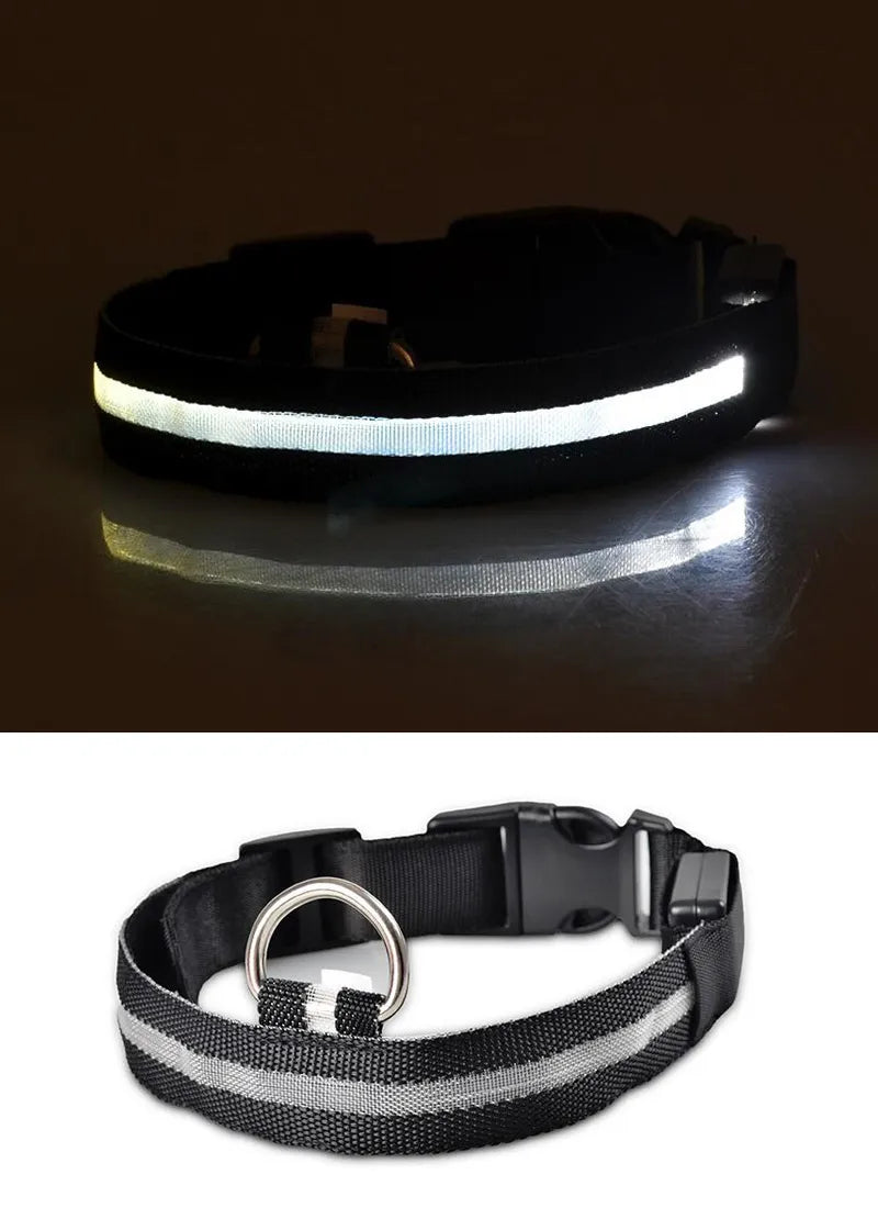 YUDODO Nylon LED Pet Dog Collars for Animals Night Safety Flashing Glow Dog Leash Dogs Luminous Fluorescent Collars Pet Supplies