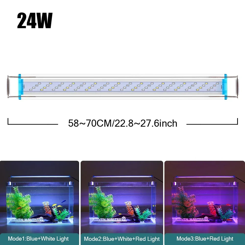 18-75cm Super Slim LEDs Aquarium Lighting Aquatic Plant Light Extensible Waterproof Clip on Lamp for Fish Tank 90-260v