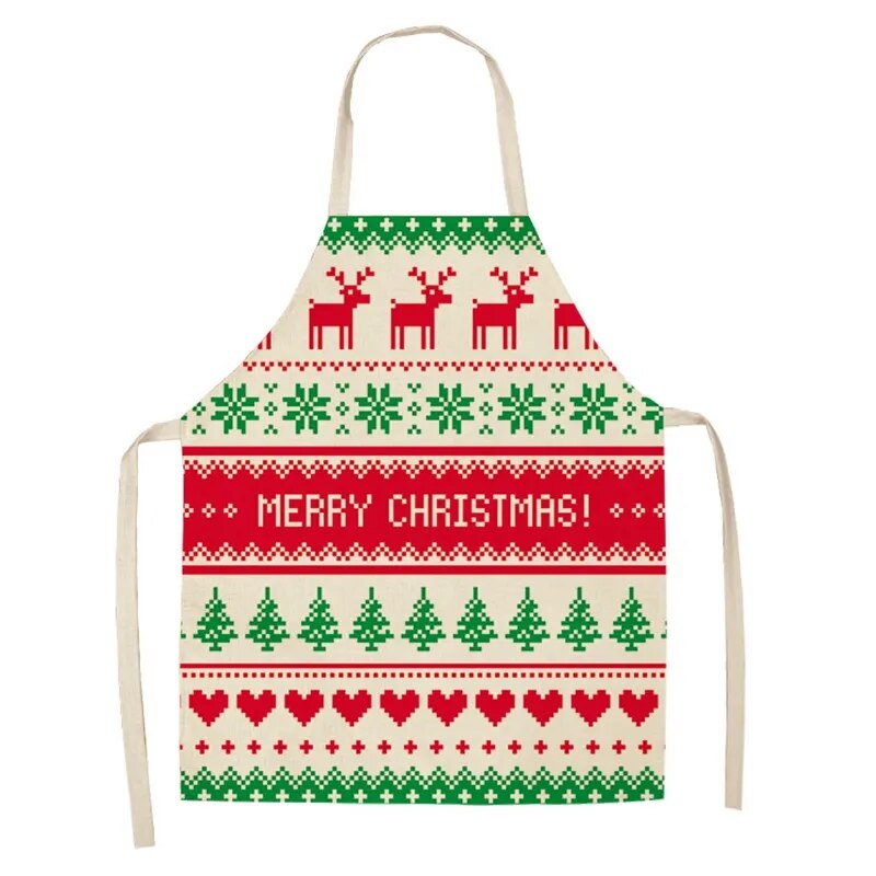 Linen Merry Christmas Apron Christmas Decorations for Home Kitchen Accessories Natal Navidad 2023 New Year Christmas