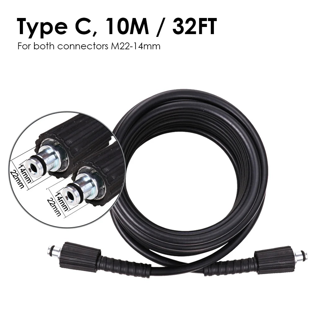 10M 15M 32FT 50FT High Pressure Washer Water Cleaning Hose Kink Resistant for Karcher K2-7 M22 14mm Power Pressure Cleaner
