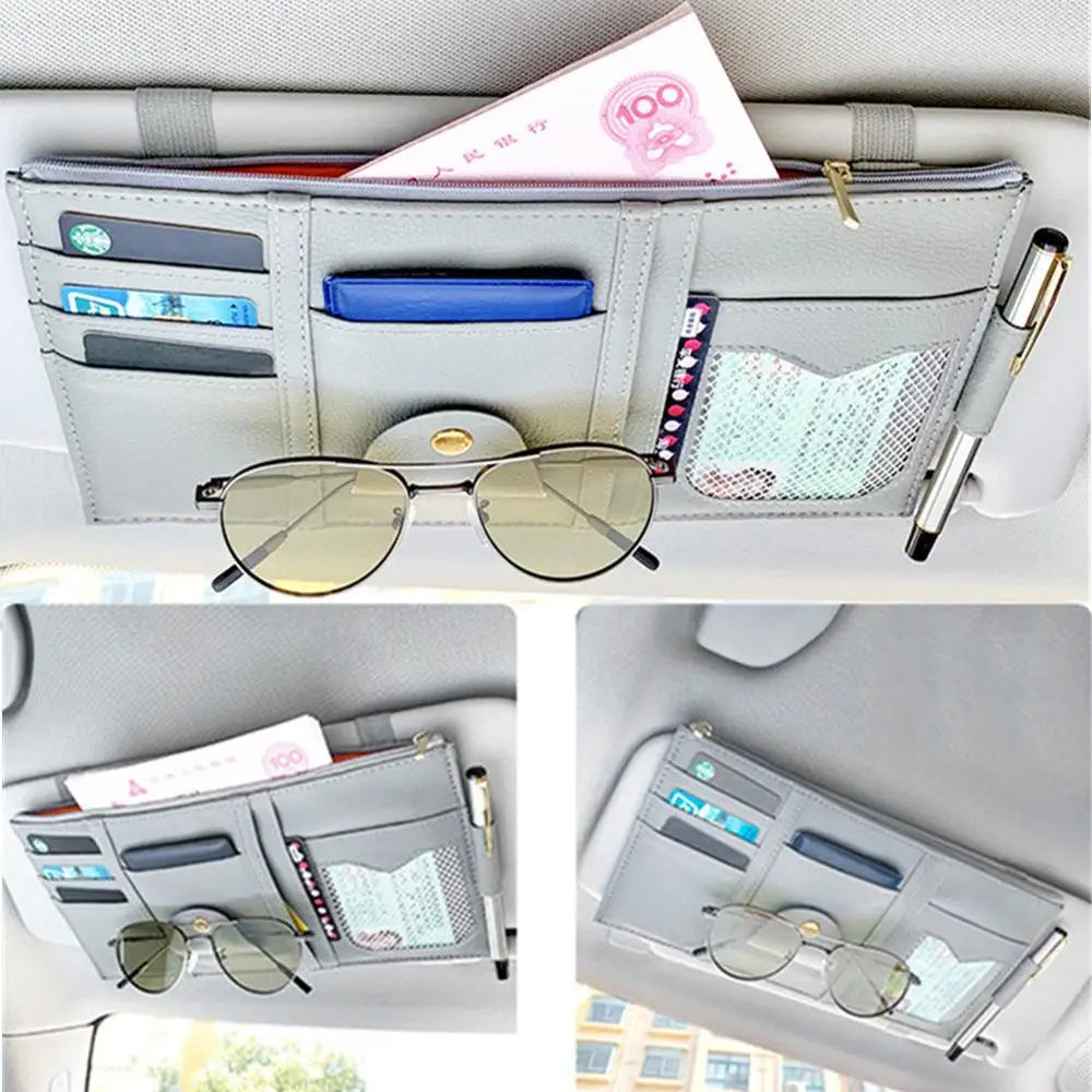 Car Styling Sun Visor Organizer Multifunctional Visor Storage Bag Sunglasses Holder Card Ticket Organizer Pouch Car Accessories